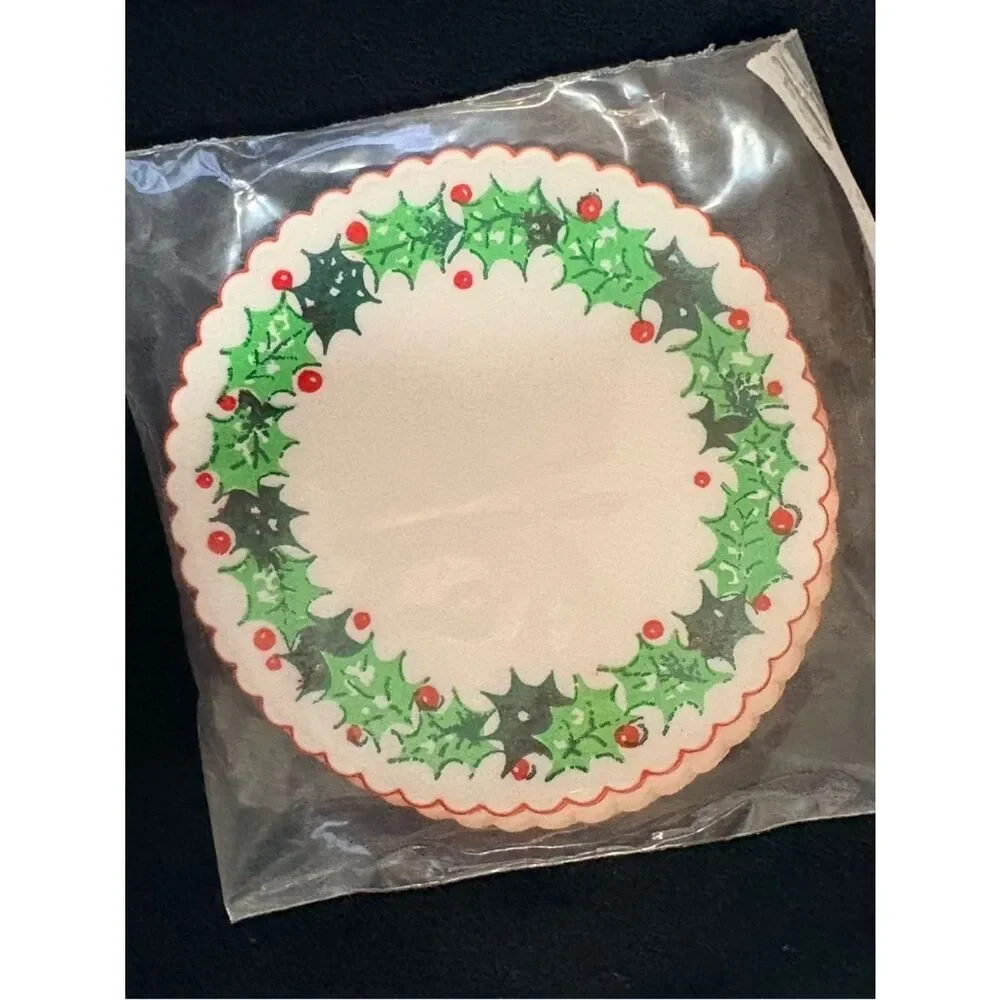 Vintage Christmas Coasters Lot Hallmark Holly Dove House Holiday Set